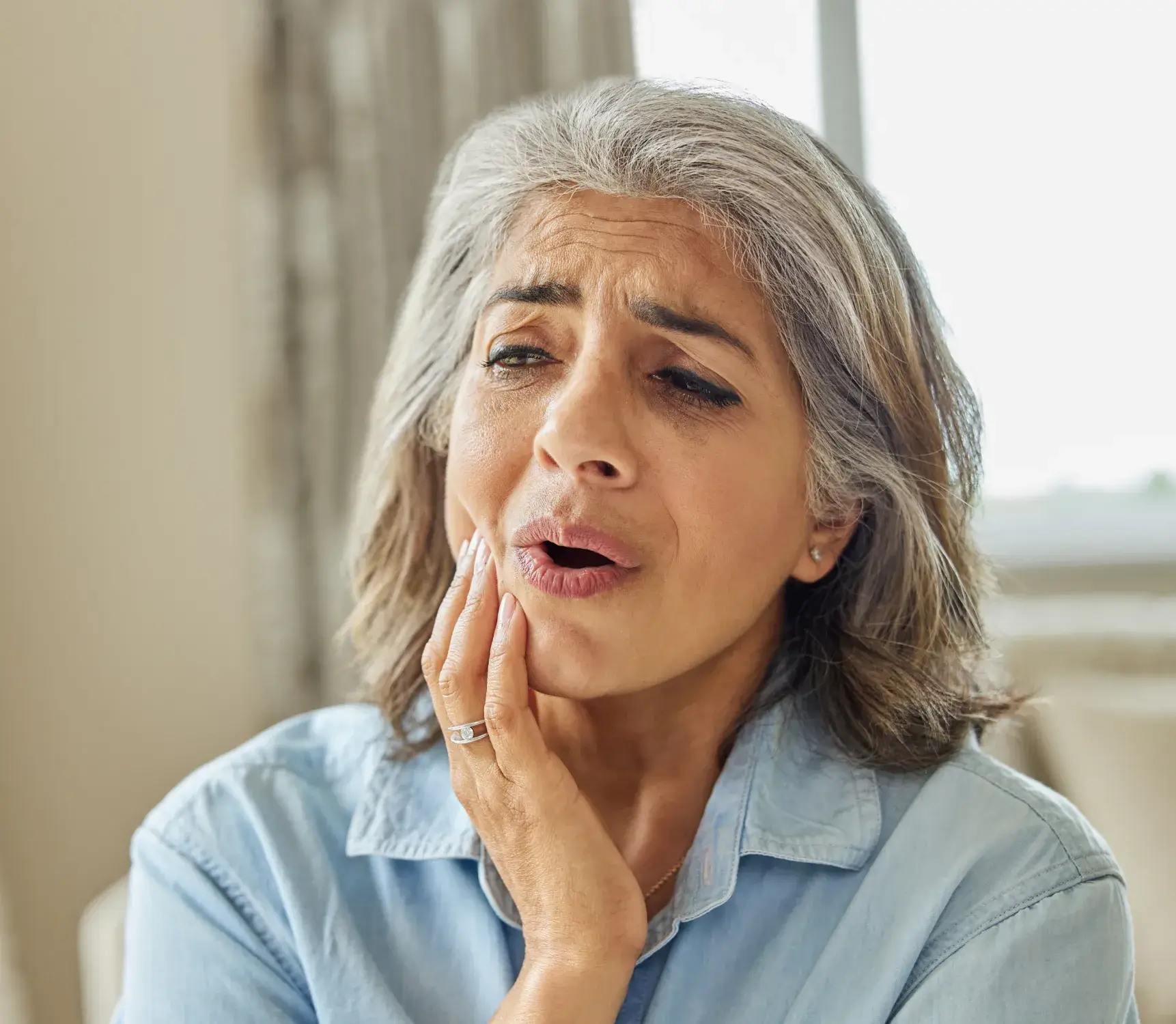 a woman with a surprised look on her face